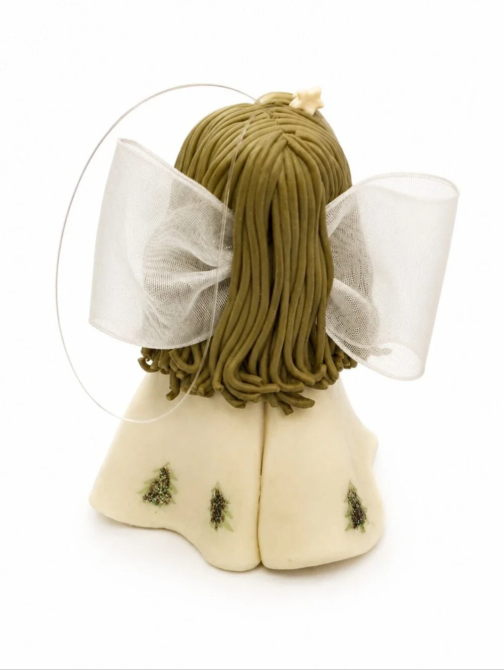 Lot of 3 Kneeded Angel Ornaments Grandmother, Dove, Star.  Holiday Decor